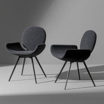 Exceptional Bonaldo Youpi armchair crafted in textured matte grey textile with refined dark finished metal legs