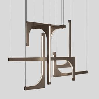 Captivating Arketipo Untitled suspension lamp with geometric shapes and bronze-toned metal built with a matte finish