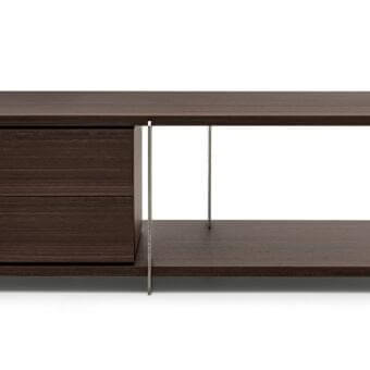 Superior Arketipo Wall Street console with dark brown wood and light gray metal legs crafted in Italy