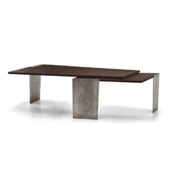 Distinctive Arketipo Wall Street desk with asymmetrical planes in dark brown wood and granular textured metal finish