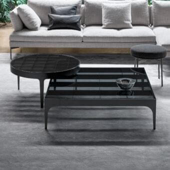 Distinguished Bonaldo Passy coffee table with bronzed glass and metal chessboard base in bronze plus metal finish