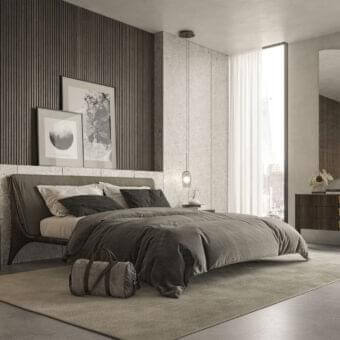 Distinguished Cattelan Italia Julian dresser crafted with dark wood, ceramic, and steel displaying brass handles
