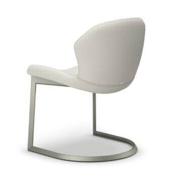 Exceptional Cattelan Italia Rachel cantilever chair with light gray synthetic fabric upholstery and varnished steel base