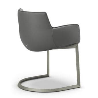 Superior Cattelan Italia Rhonda armchair with matte gray upholstery and brushed gray metal cantilever base
