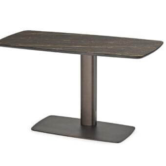Distinguished Cattelan Italia Run Keramik desk with gold-toned grain patterns in ceramic and dark finished metal base