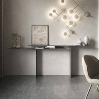 Elegant Cattelan Italia Tee console with sleek steel sheet construction and brushed metallic finish