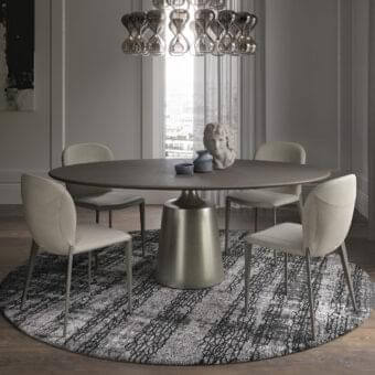 Distinguished Cattelan Italia Yoda table with dark gray spatulated clay top and brushed metal central base