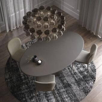Elegant Cattelan Italia Yoda Argile table with spatulated clay top in smooth matte gray finish