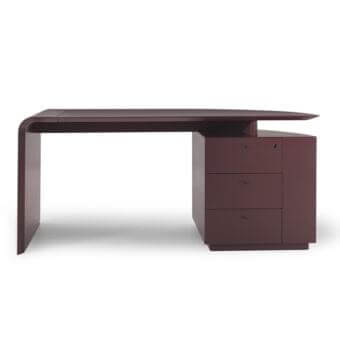 Distinguished i4 Mariani Siena desk crafted with saddle leather and wood, exhibiting a reddish-brown matte finish