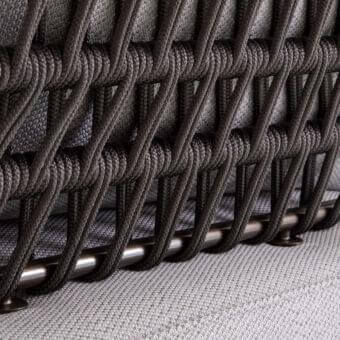Distinguished Rugiano Melody lounge chair crafted with bronze metal and hand-braided grey rope exhibiting a geometric silhouette