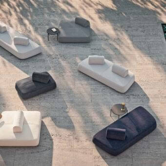 Exceptional Rugiano Melody Spring sofa with comfortable fabric cushions and light grey matte finish