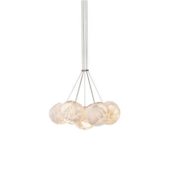 Distinguished Bocci 118 Cluster Suspension Lamp with clustered hand-blown glass pendants and satin silver-grey metallic canopy