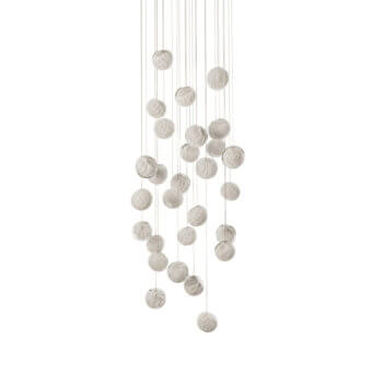 Captivating Bocci 118 Random Suspension Lamp with hand-blown glass pendants and white-powder coated rods