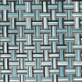 Vartex Aquerello fabric texture with gray, turquoise, and charcoal woven in a grid pattern; matte finish, durable material.