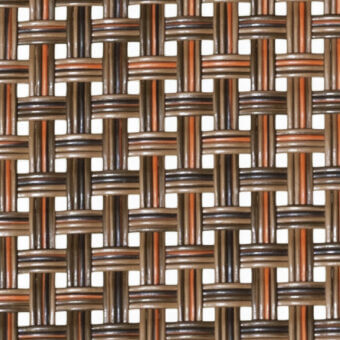Vartex bronzo woven texture displaying light beige vertical and dark-to-reddish brown horizontal strands in a dense, uniform grid pattern.