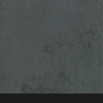 Ardesia black stone texture with grainy, porous surface and mottled light gray markings, matte finish, horizontal dark gray band.