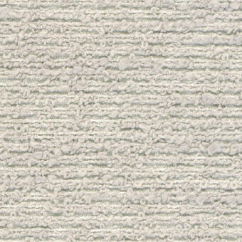 Boucle fabric, pale grey, irregular looped pile with subtle horizontal lines creating a dense, nubby, tactile surface and matte finish.