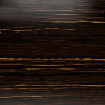 Dark brown wood texture with parallel golden-brown bands, displaying a glossy, polished surface and horizontal striped grain pattern.