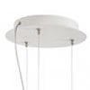 Ceiling canopy matte white finish, circular shape with three transparent cylindrical rods and visible screws, studio product shot.