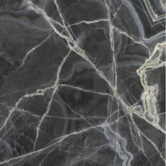 Black onyx texture displaying dark gray stone with white and gold veining in a swirling, polished pattern, creating a dramatic visual contrast.
