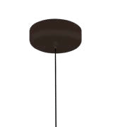 Street lamp with dark brown circular shade, two white lights, and black pole against solid green backdrop, matte finish.
