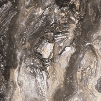 OroBico Arabescato marble texture with swirling brown, gray, and cream patterns, featuring dark veins and a polished finish.