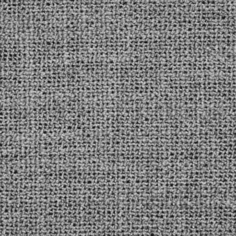 Gray woven textile with grid pattern, exhibiting a coarse matte texture and subtle tonal variations in weave density throughout.