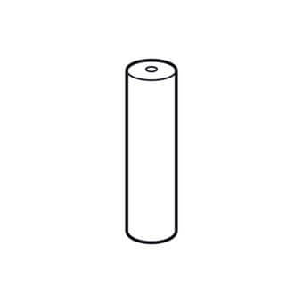Cylindrical line drawing, white background, black outline, circular indentation, smooth surface, studio rendering, consistent form.