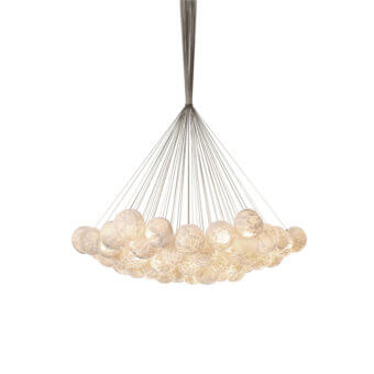Exceptional Bocci 118 Cluster suspension lamp built in off-white glass with a satin metal cluster canopy