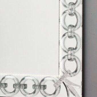 Superior Reflex Casanova mirror with extra-clear beveled glass and encircling transparent Murano glass with integrated lighting