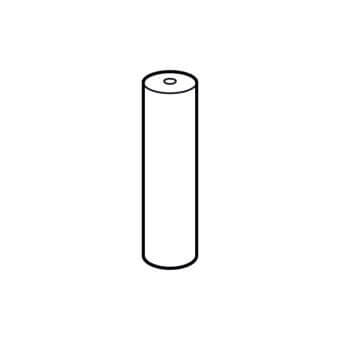 Cylindrical icon, black outline, white background, simple line drawing with circular indentation, smooth uniform form, illustrative studio shot.