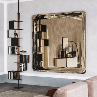 Captivating Cattelan Italia Glenn mirror with bronze mirrored glass and rounded corners creating a wavy finish