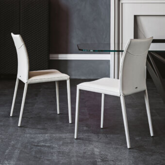 Meticulous Cattelan Italia Norma chair with steel frame, light beige synthetic leather upholstery and matte finish legs
