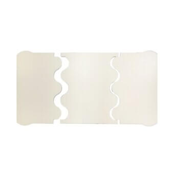 Interlocking cardstock pieces, off-white color, wavy cutout design with rounded edges and smooth matte finish against a white backdrop.