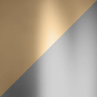 Diagonal color block composition featuring golden and silvery-gray gradients, mirroring light and dark tones for balanced visual contrast.