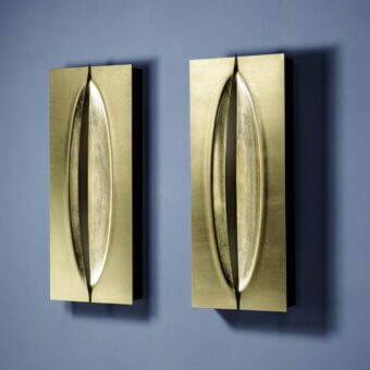 Superior Reflex Terra wall lamp in brass with extra clear glass and gold leaf finish crafted in Italy