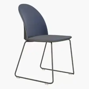 Distinguished Presotto Profilo Cristallo chair with metal sled base and matte blue upholstered seat backrest crafted in Italy