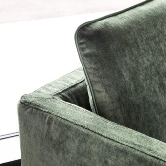 Distinctive Presotto Raffaello lounge chair with muted green textile upholstery and matte finish