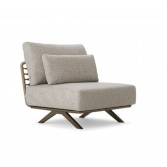 Sophisticated Roberti Rattan lounge chair woven in Oval Trendyrope with a powder-coated stainless steel and aluminum frame