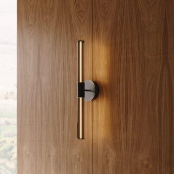 Exceptional VENICEM Cross wall lamp with pure Murano glass diffuser and matte black metal supports for adjustment