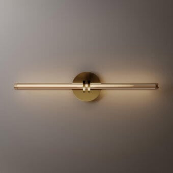 Exclusive VENICEM Optical Wall Lamp crafted with linear Murano glass trihedrons and burnished brass structure