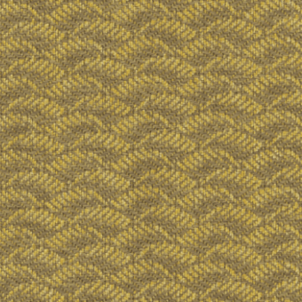 Geometric fabric swatch in ochre and mustard yellow features a dense twill weave with intersecting diagonal lines and subtle textural variation.