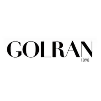 GOLRAN brand logo graphic, black serif wordmark with connected letters, and 1898 year established text on white background.