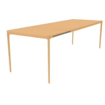 Distinguished Sovet Italia Slim 20 table with a light-brown matte MDF top and lacquered aluminum structure, exhibiting a sleek extendable design