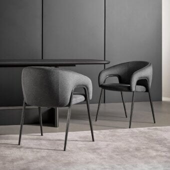 Exceptional Bonaldo Alley armchair with a dark gray textile upholstery and metallic structure built with a matte finish