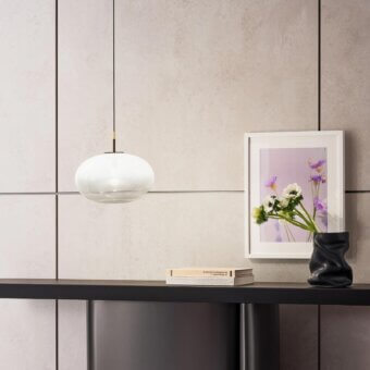 Exclusive Bonaldo Pepita suspension lamp with irregular form in silk glass and brass-toned accent
