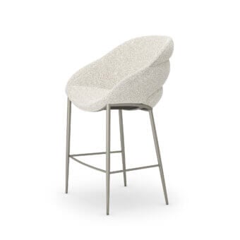 Exclusive Cattelan Italia Camilla stool upholstered in light textured textile with slender matte greyish-silver metal legs