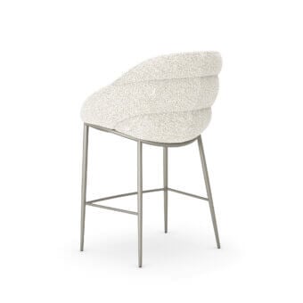 Superior Cattelan Italia Camilla stool upholstered in light beige textured textile with matte gray metal legs
