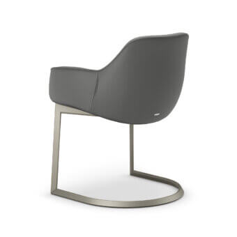 Exceptional Cattelan Italia Scarlett Turn armchair in smooth gray textile with satin metal cantilever base