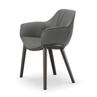 Distinguished Cattelan Italia Scarlett Wood armchair with smooth gray textile upholstery and dark matte wood legs